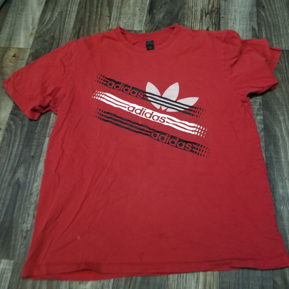 Vintage Adidas Men's Adult Sz 2XL Tee Shirt T Red Discolored Stained